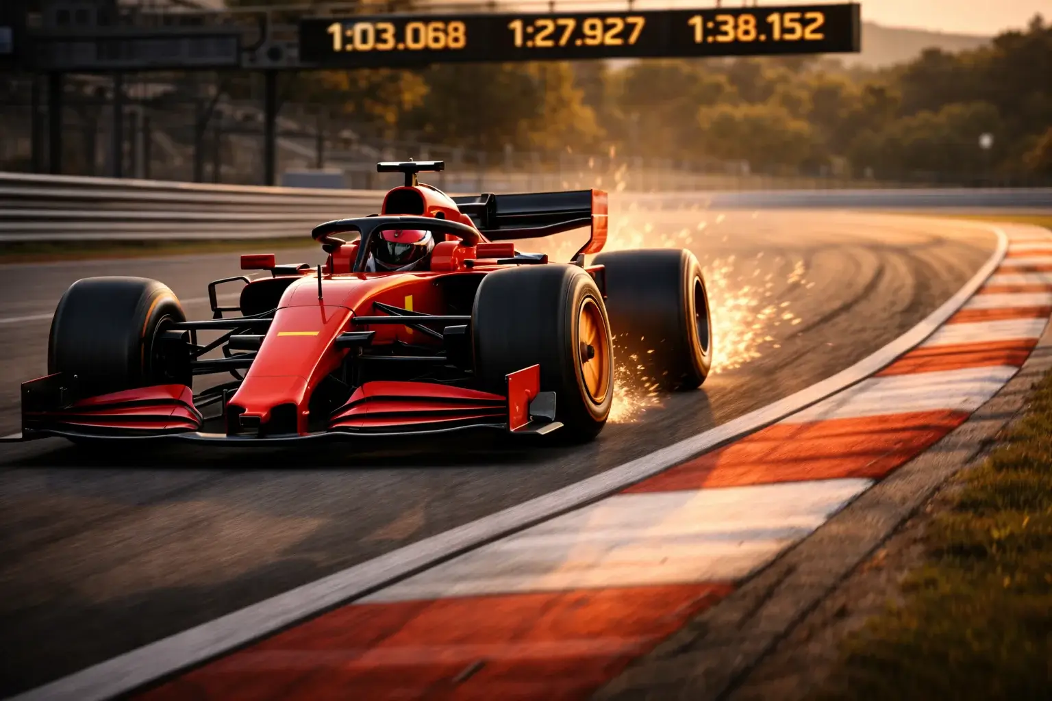 Formel-1-Bolide fährt eine schnelle Qualifying-Runde auf der Rennstrecke