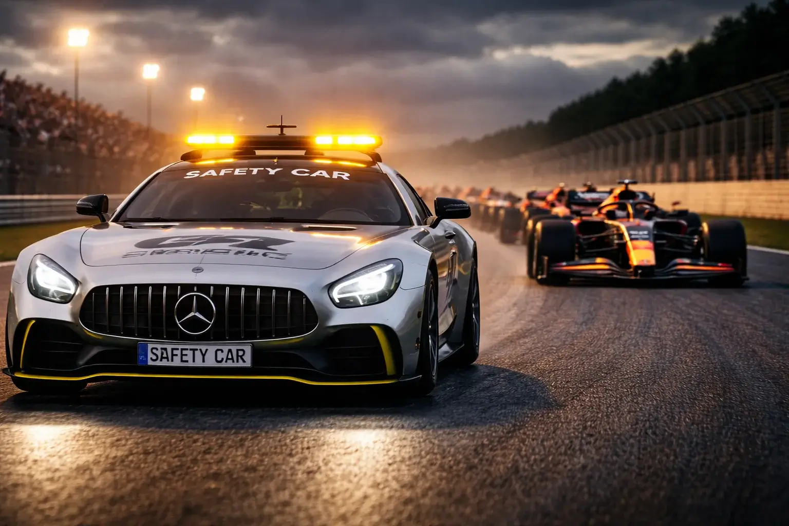 Formel-1-Safety-Car führt das Feld während einer Neutralisierungsphase an