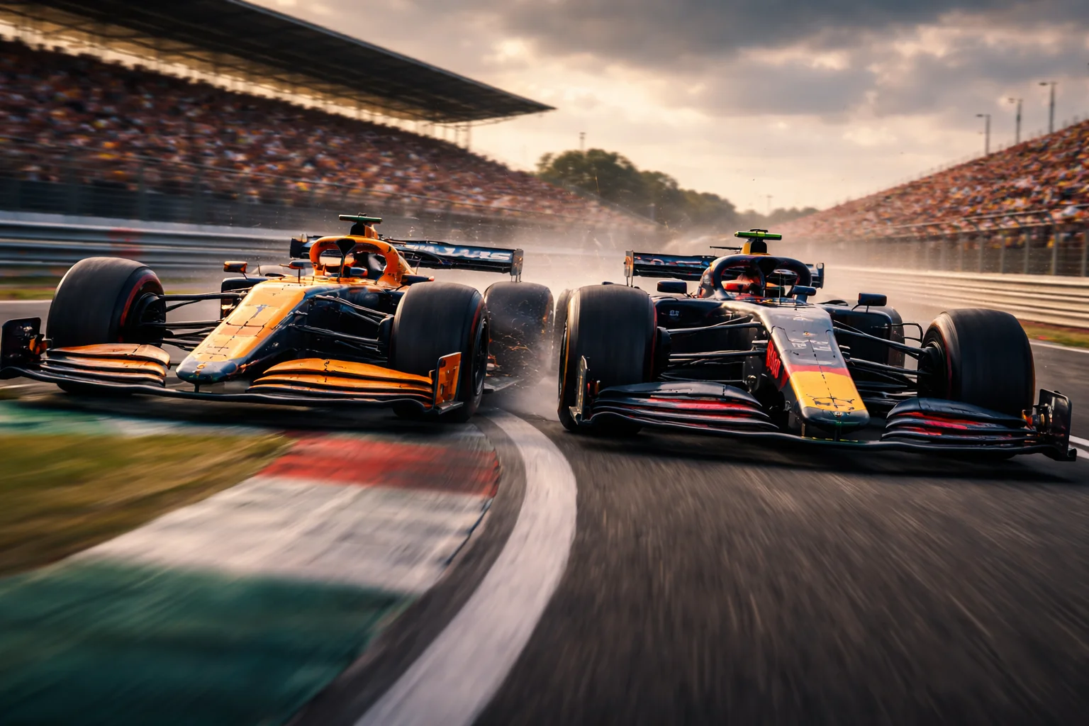 Spannender Rad-an-Rad-Kampf zwischen zwei Formel-1-Boliden auf der Rennstrecke bei der Saison 2026